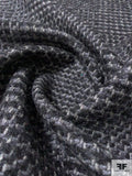 Italian Glen Plaid Effect Fine Wool Jacket Weight Suiting - Black / Steel Grey / Light Grey