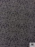 Regal Damask-Like Slightly Textured Jacquard Wool Blend Suiting - Heather Grey / Black / White
