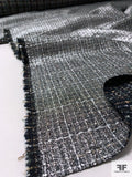 Italian Reversible Tweed Suiting with Foil Print - Silver / Black / Brown / Beige