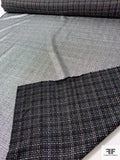 Italian Reversible Tweed Suiting with Foil Print - Silver / Black / Brown / Beige