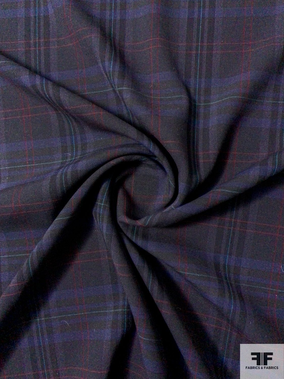 Italian Double-Sided Plaid and Solid Suiting - Black / Navy / Eggplant / Maroon