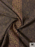 Italian Floral Metallic Embroidered Wool Flannel - Brown / Gold / Magenta