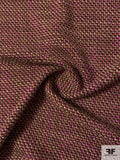 Italian Basketweave Jacket Weight Wool Tweed - Brown / Beige / Orchid / Purple Berry
