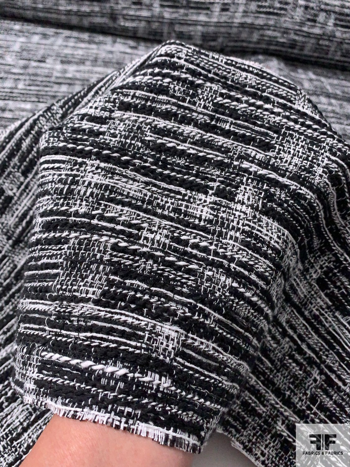 Italian Fancy Weave Ladies Tweed Suiting - Black / White