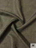 Italian Novelty Tweed Suiting with Plastic-Poly Basketweaving - Shimmery Chartreuse / Light Grey / Black