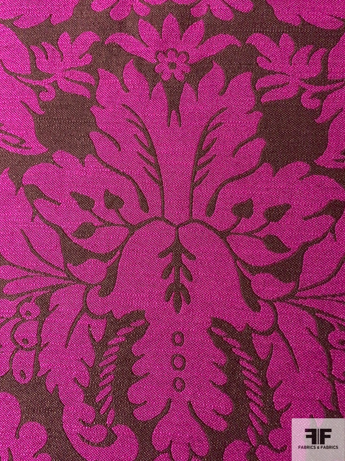 Italian LargeScale Damask Reversible Upholstery-Weight Suiting - Magenta / Brown