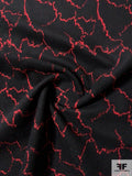 Italian Abstract Printed Double-Faced Felted Wool Coating - Black / Red