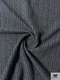 Italian Vertical Striped Brushed Jacket Weight Wool Suiting - Navy / Grey