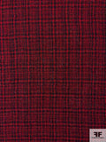 Made in Japan Windowpane Plaid 2-Ply Wool Gauze - Red / Black