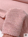 Italian Basketweave Jacket Weight Wool Coating with Lurex Threadwork - Ballet Pink / Cream / Silver / Gold
