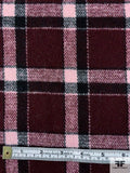 Italian Double-Faced Plaid and Solid Wool Coating - Boysenberry / Black / Light Pink