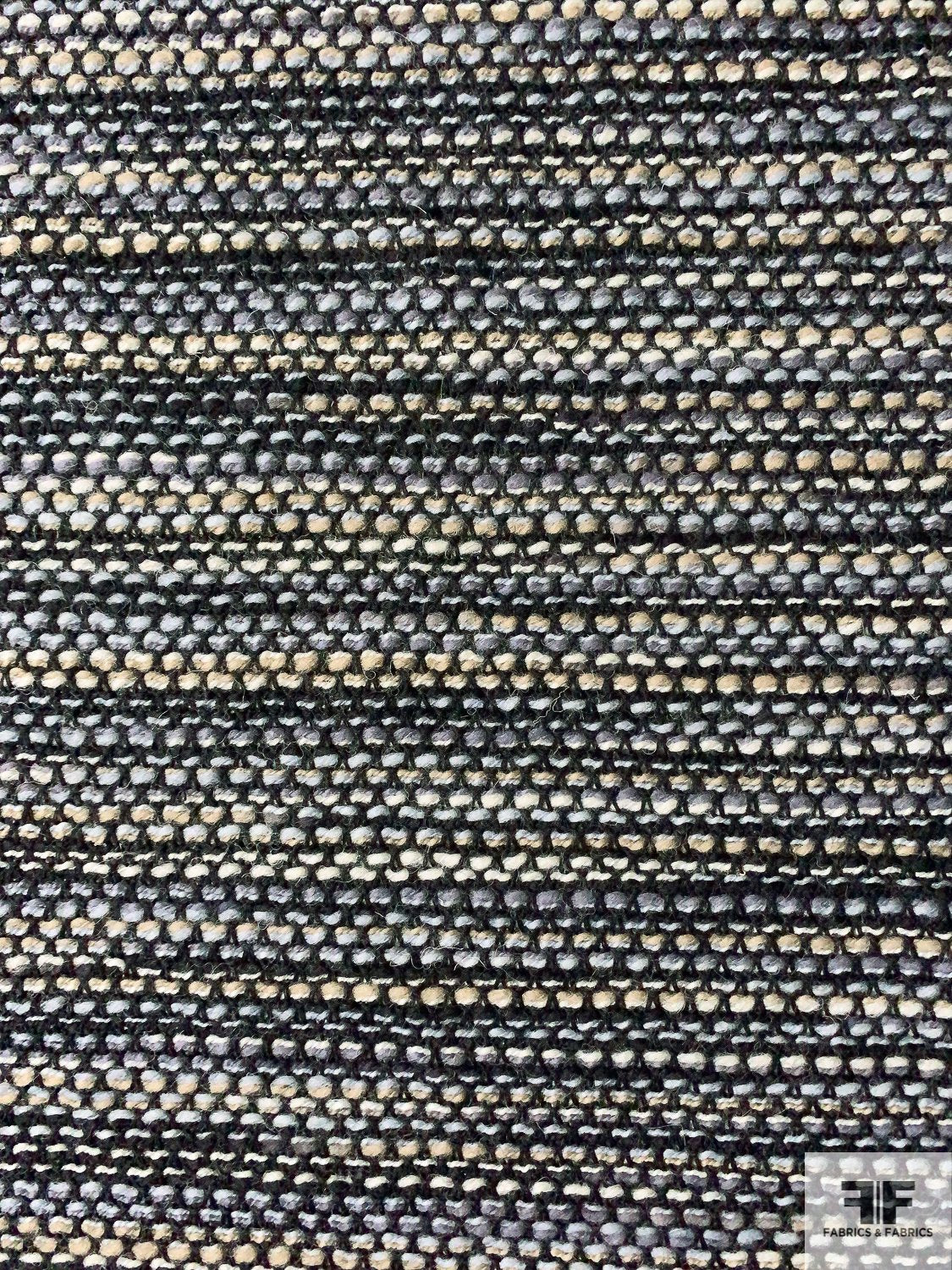 Italian Loosely Yarn Woven Wool Tweed Suiting - Shades of Grey / Navy / Black / Beige
