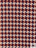 Made in Austria Houndstooth Ladies Suiting - Navy / Brick Red / Tan / White