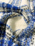 Italian Plaid Boucle Jacket Weight Wool Suiting - Royal Blue / Black / Ivory