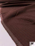 Italian Mini Windowpane Wool Crepe Suiting - Cherry Chesnut Brown / Navy