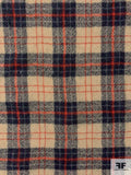 Made in Japan Plaid Wool Gauze - Light Khaki / Navy / Burnt Orange
