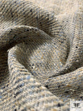 Italian Cotton-Linen Novelty Ladies Tweed Suiting - Earth Tones / Navy / Light Blue