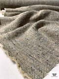 Italian Cotton-Linen Novelty Ladies Tweed Suiting - Earth Tones / Navy / Light Blue