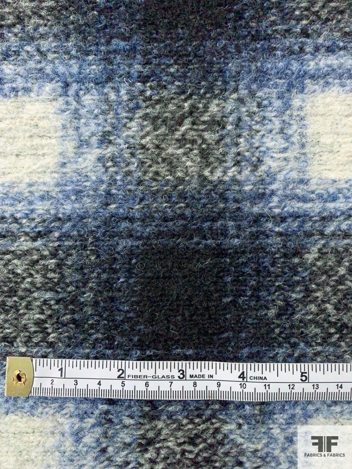 Italian Hazy Plaid Heavy Wool Knit - Navy / Blue / Grey / Off-White