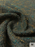 Made in France Bucol Boucle Jacket Weight Wool Tweed - Dark Olive Green / Ochre / Turquoise