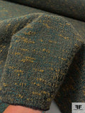 Made in France Bucol Boucle Jacket Weight Wool Tweed - Dark Olive Green / Ochre / Turquoise