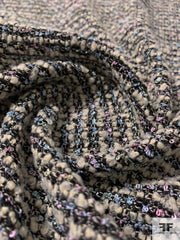 Italian Wool-Feel Acrylic Blend Boucle Tweed Suiting - Linen White / Baby  Blue / Baby Pink / Black - Fabric by the Yard