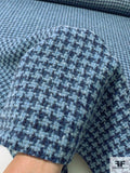 Italian Houndstooth Wool Coating - Shades of Blues