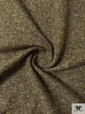 Italian Fuzzy Jacket Weight Wool Blend Tweed - Pear Green / Brown