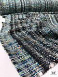 Italian Novelty Yarn-Nub Ladies Tweed Suting - Navy / White / Deep Turquoise / Multicolors