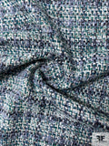 Loosely Woven Basketweave Ladies Jacket Weight Tweed - Shades of Blues / Teals / Grey