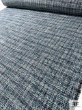 Loosely Woven Basketweave Ladies Jacket Weight Tweed - Shades of Blues / Teals / Grey
