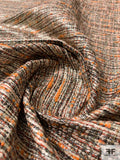 Italian Foil Printed Ladies Tweed  Suiting - Shades of Orange / Brown / Ivory / Silver