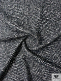 Italian Hazy Herringbone Jacket Weight Suiting - Midnight Navy / Off-White
