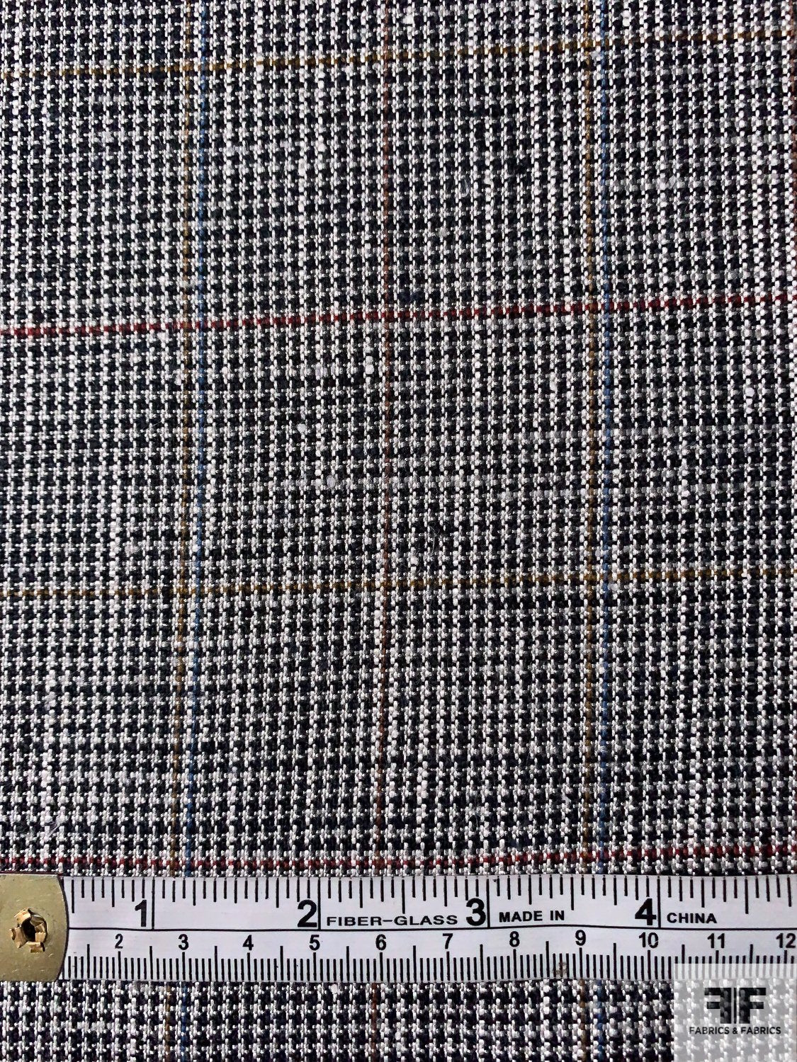 Micro Houndstooth Fine Yarn-Dyed Cotton Gentlemans Suiting - Ivory / Black / Brown / Blue