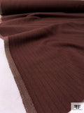 Italian Striped Wool Crepe Suiting - Cherry Chesnut Brown / Navy