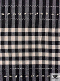 Italian Gingham and Striped Lightweight Suiting with Nub Yarns - Black / Ivory