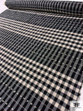 Italian Gingham and Striped Lightweight Suiting with Nub Yarns - Black / Ivory