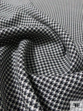 Made in England Super 100s Fine Houndstooth Wool Suiting - Black / Off-White / Grey