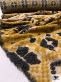 Italian Tribal Vibes Textured Fuzzy-Plush Novelty Knit - Ochre / Heather Black / Taupe