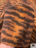 Italian Tiger Pattern Wool Blend Boucle Jacket Weight Suiting - Autumn Orange / Brown