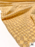 Italian Geometric Wool Blend Chenille Ladies Suiting - Butter Yellow / Tan / Gold