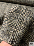 Italian Glen Plaid Soft Wool Jacket Weight Suiting - Black / Light Grey / Nude