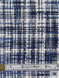 Italian Yarn-Weave Tweed Suiting - Blue / Navy / White