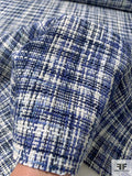 Italian Yarn-Weave Tweed Suiting - Blue / Navy / White