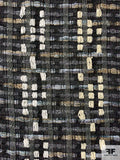 Made in England Loose Basketweave Novelty Tweed Suiting - Black / Greys / Beige / Eggshell