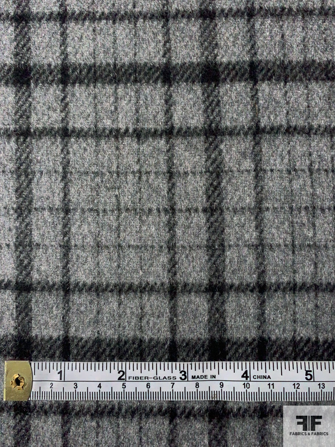 Italian Double-Sided Plaid and Solid Wool Coating - Heather Grey / Black