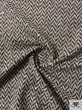 Italian Chevron Ladies Tweed Suiting with Lurex Fibers - Black / Taupe / Greys