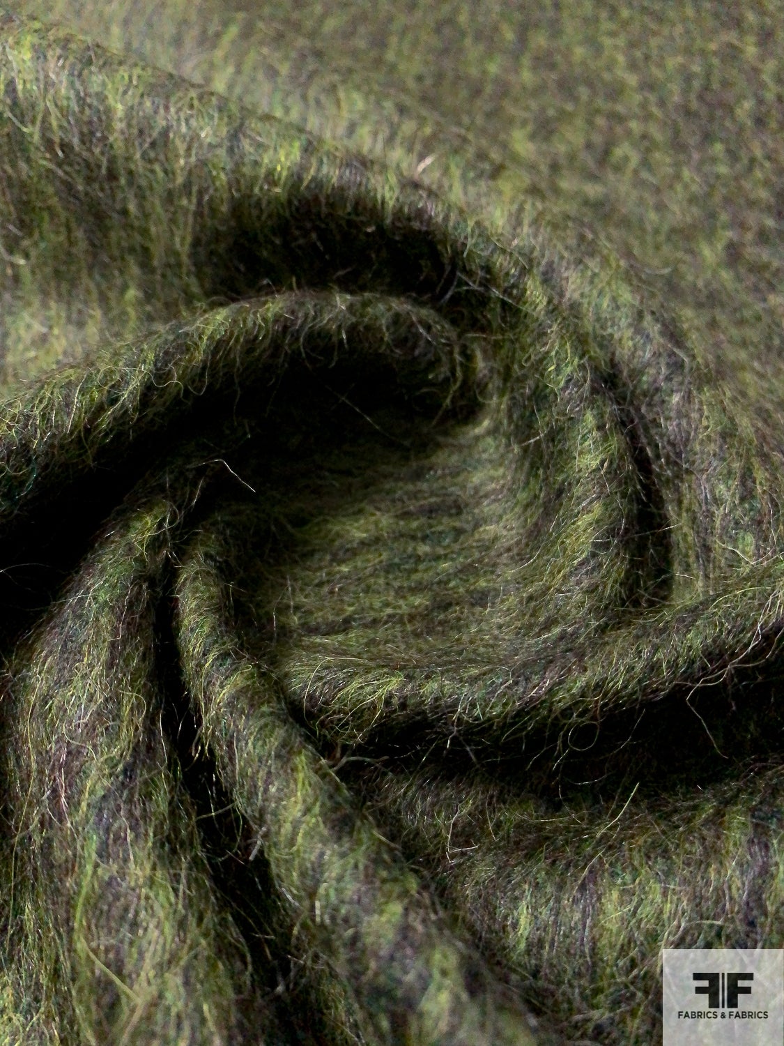 Italian Forest Wool Mohair Jacket Weight Suiting - Pickle Green / Black