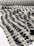 Italian Heavy Basketweave Jacket Weight Tweed Suiting - Black / Ivory / White