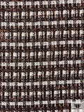 Italian Chanel-Like Basketweave Cotton Blend Suiting - Brown / Black / White